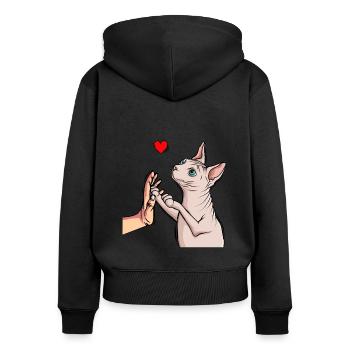 Sphynx Katze Sphinx Nacktkatze - Frauen Premium Bio Zip Hoodie - Schwarz - Hinten - Julia (174cm)