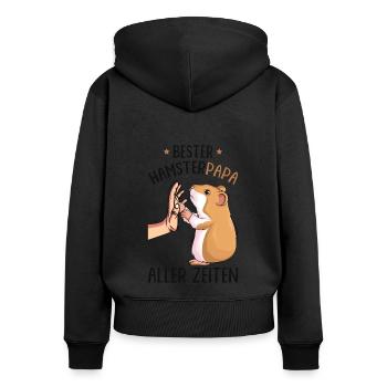 Bester Hamster Papa - Frauen Premium Bio Zip Hoodie - Schwarz - Hinten - Julia (174cm)