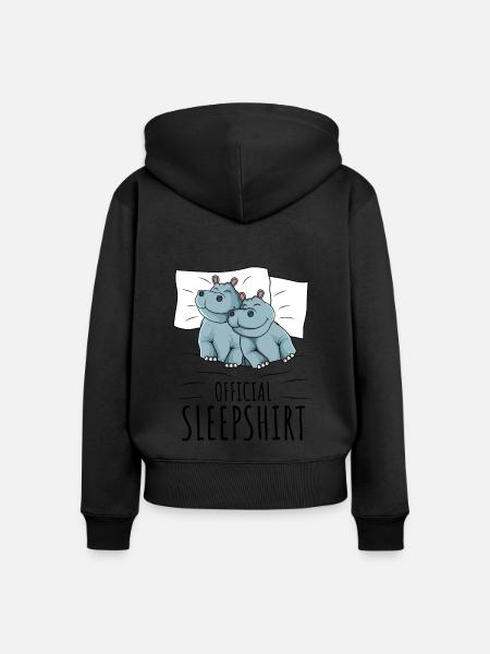 Nilpferd - Frauen Premium Bio Zip Hoodie - Schwarz