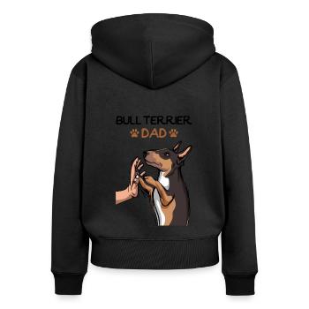 Bullterrier Hunde Papa Dad Herrchen - Frauen Premium Bio Zip Hoodie - Schwarz - Hinten - Julia (174cm)