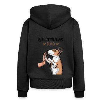 Bullterrier Hunde Papa Dad Herrchen - Frauen Premium Bio Zip Hoodie - Schwarz - Hinten - Julia (174cm)