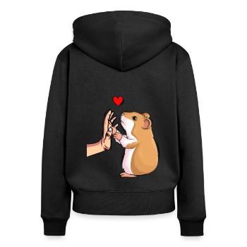 Hamster Liebe Mädchen Kinder Damen - Frauen Premium Bio Zip Hoodie - Schwarz - Hinten - Julia (174cm)