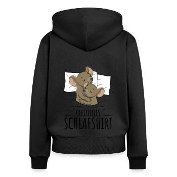 Mäuse - Frauen Premium Bio Zip Hoodie - Schwarz - Hinten - Julia (174cm)