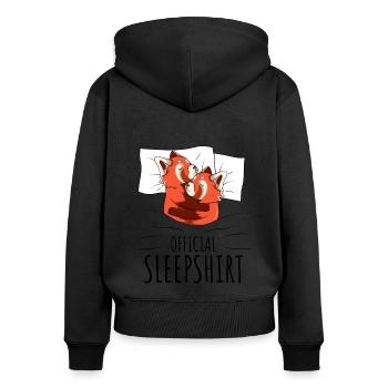Roter Panda - Frauen Premium Bio Zip Hoodie - Schwarz - Hinten - Julia (174cm)