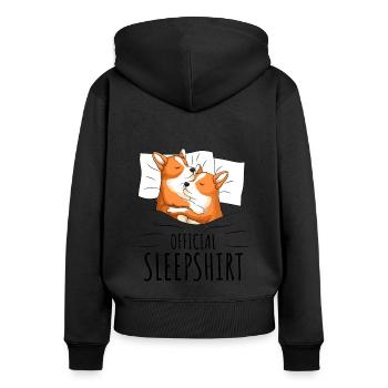 Corgi - Frauen Premium Bio Zip Hoodie - Schwarz - Hinten - Julia (174cm)