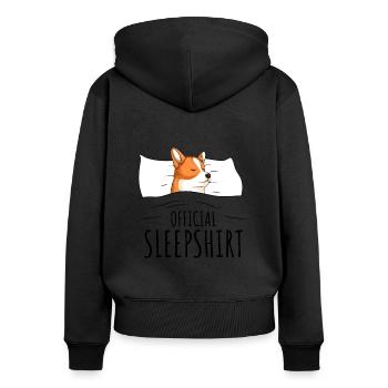 Corgi - Frauen Premium Bio Zip Hoodie - Schwarz - Hinten - Julia (174cm)