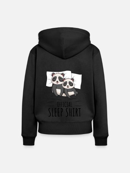 Panda - Frauen Premium Bio Zip Hoodie - Schwarz