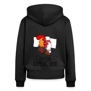 Hühner - Frauen Premium Bio Zip Hoodie - Schwarz - Hinten - Julia (174cm)