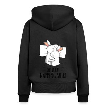 Hare - Women's Premium Organic Zip Hoodie - black - Back - Julia (174cm)