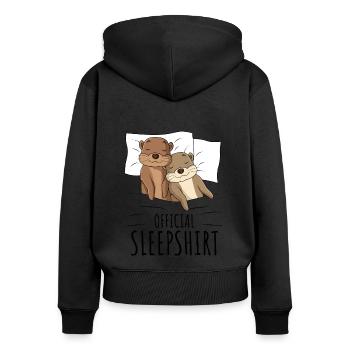 Otter - Frauen Premium Bio Zip Hoodie - Schwarz - Hinten - Julia (174cm)