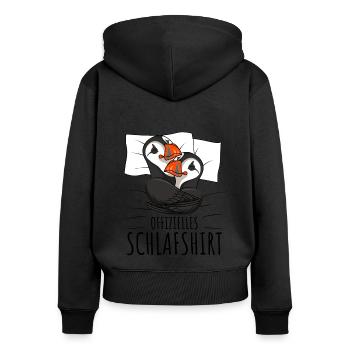 Puffin - Frauen Premium Bio Zip Hoodie - Schwarz - Hinten - Julia (174cm)