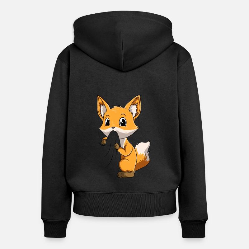 Renard - Sweat à capuche zippé Premium bio Femme - noir