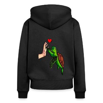 Tortues - Sweat à capuche zippé Premium bio Femme - noir - Dos - Julia (174cm)
