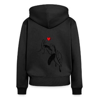 Tortue - Sweat à capuche zippé Premium bio Femme - noir - Dos - Julia (174cm)