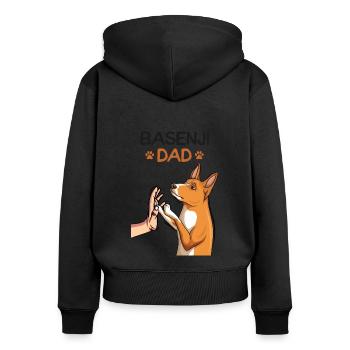 Basenji Chiens Papa Maître - Sweat à capuche zippé Premium bio Femme - noir - Dos - Julia (174cm)
