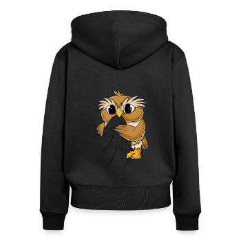 Hibou - Sweat à capuche zippé Premium bio Femme - noir - Dos - Julia (174cm)