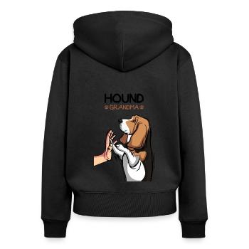 Basset Hound Oma Hunde - Frauen Premium Bio Zip Hoodie - Schwarz - Hinten - Julia (174cm)
