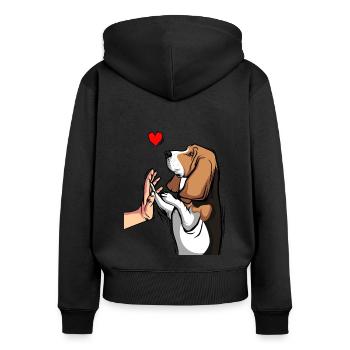 Basset Hound - Women's Premium Organic Zip Hoodie - black - Back - Julia (174cm)
