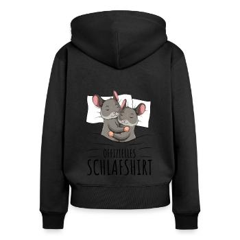 Chinchilla - Frauen Premium Bio Zip Hoodie - Schwarz - Hinten - Julia (174cm)