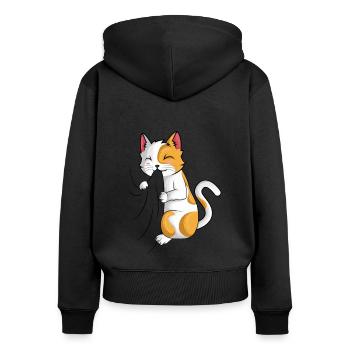 Félin - Sweat à capuche zippé Premium bio Femme - noir - Dos - Julia (174cm)