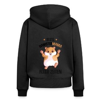 Hamster - Frauen Premium Bio Zip Hoodie - Schwarz - Hinten - Julia (174cm)