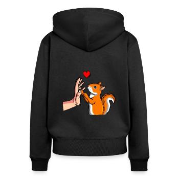 Eichhörnchen Mädchen Kinder Damen - Frauen Premium Bio Zip Hoodie - Schwarz - Hinten - Julia (174cm)