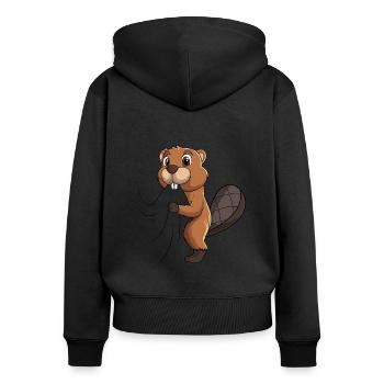 Castor Enfants Garçons Filles - Sweat à capuche zippé Premium bio Femme - noir - Dos - Julia (174cm)