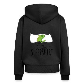 Chameleon - Frauen Premium Bio Zip Hoodie - Schwarz - Hinten - Julia (174cm)