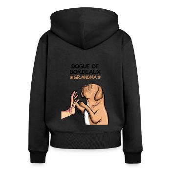 Dogue de Bordeaux Dogue Chiens Grand-mère - Sweat à capuche zippé Premium bio Femme - noir - Dos - Julia (174cm)