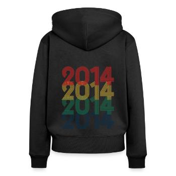 Cool Retro 2014, 9 Years Old, 9th Birthday Kids - Women's Premium Organic Zip Hoodie - black - Back - Julia (174cm)