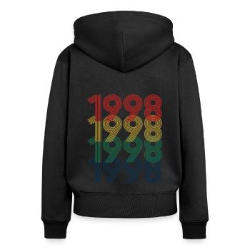 Cool Retro 1998, 24 Years Old, 24th Birthday Gift - Women's Premium Organic Zip Hoodie - black - Back - Julia (174cm)