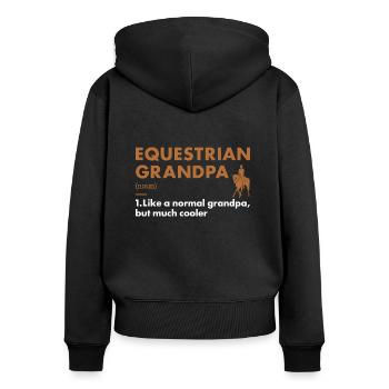 Sport Grandpa Definition Equestrian - Frauen Premium Bio Zip Hoodie - Schwarz - Hinten - Julia (174cm)