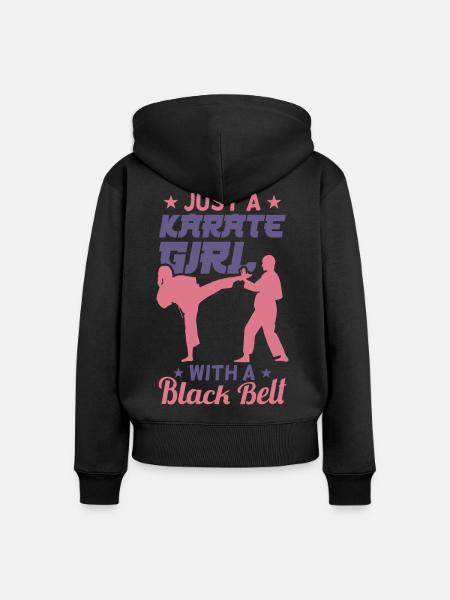 Karate Mädchen - Frauen Premium Bio Zip Hoodie - Schwarz