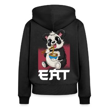 Panda Ramen Japanisch Essen - Frauen Premium Bio Zip Hoodie - Schwarz - Hinten - Julia (174cm)