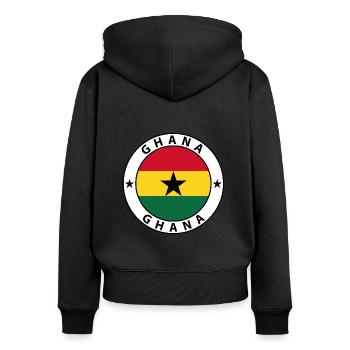 Ghana - Sweat à capuche zippé Premium bio Femme - noir - Dos - Julia (174cm)