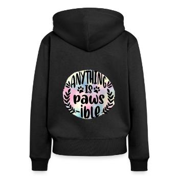 Alles ist Pfoten lustige Haustiere sagen lustiges Zitat - Frauen Premium Bio Zip Hoodie - Schwarz - Hinten - Julia (174cm)