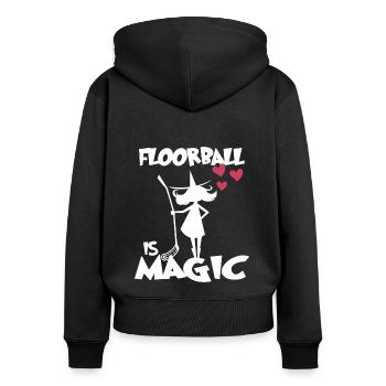 fille de unihockey de floorball - Sweat à capuche zippé Premium bio Femme - noir - Dos - Julia (174cm)