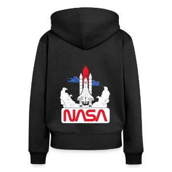NASA Navette Spatiale 3 - Sweat à capuche zippé Premium bio Femme - noir - Dos - Julia (174cm)