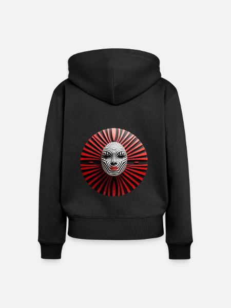 Zebra-Maske - Frauen Premium Bio Zip Hoodie - Schwarz