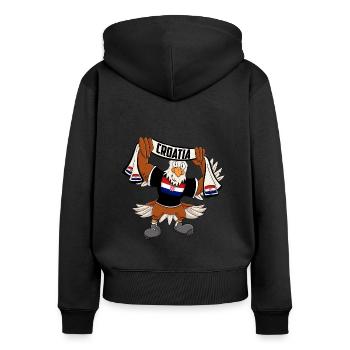 Croatie Eagle - Sweat à capuche zippé Premium bio Femme - noir - Dos - Julia (174cm)