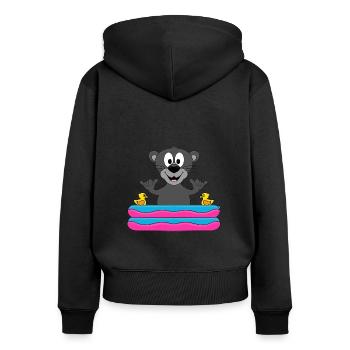 PLANSCHBECKEN - SOMMER - POOL - PANTHER - TIER - Frauen Premium Bio Zip Hoodie - Schwarz - Hinten - Julia (174cm)
