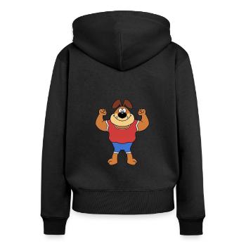 HUND - MUSKELN - FITNESS - SPORT - TRAINING - Frauen Premium Bio Zip Hoodie - Schwarz - Hinten - Julia (174cm)