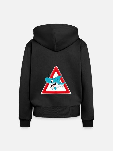 ACHTUNG HAI - Frauen Premium Bio Zip Hoodie - Schwarz