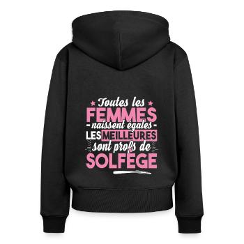 Solfège Prof Professeur Métier Musique Chant - Sweat à capuche zippé Premium bio Femme - noir - Dos - Julia (174cm)