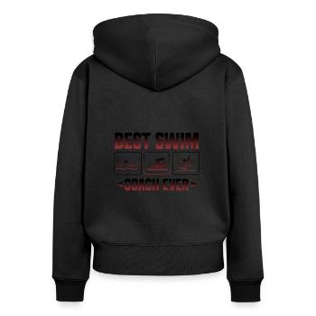 Beste Schwimmtrainer aller Zeiten Geschenke für Schwimmtrainer - Frauen Premium Bio Zip Hoodie - Schwarz - Hinten - Julia (174cm)
