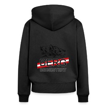 Bergbegeistert - Frauen Premium Bio Zip Hoodie - Schwarz - Hinten - Julia (174cm)