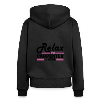 Menuiserie Humour Détendez-vous le charpentier est là - Sweat à capuche zippé Premium bio Femme - noir - Dos - Julia (174cm)
