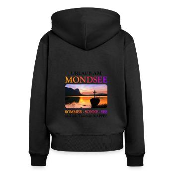 Mondsee Summer - white version - Women's Premium Organic Zip Hoodie - black - Back - Julia (174cm)