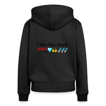 I like the stock, to the moon, stock market meme - Frauen Premium Bio Zip Hoodie - Schwarz - Hinten - Julia (174cm)