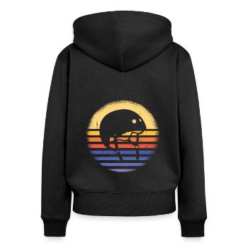 Sport Retro Sunset Roller Derby - Frauen Premium Bio Zip Hoodie - Schwarz - Hinten - Julia (174cm)